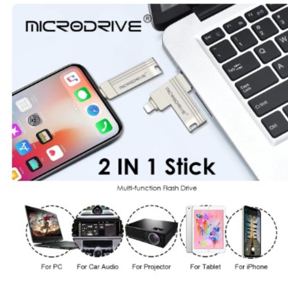 64GB USB Flash Drive 3.0 Memory Stick 2 in 1 USB-A to Lightning NIB - Picture 5 of 5